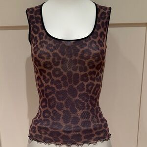 NWOT PLEIN SUD JEANS LEOPARD PRINT TOP IN A NYLON NETTING FABRICATION SIZE US 8